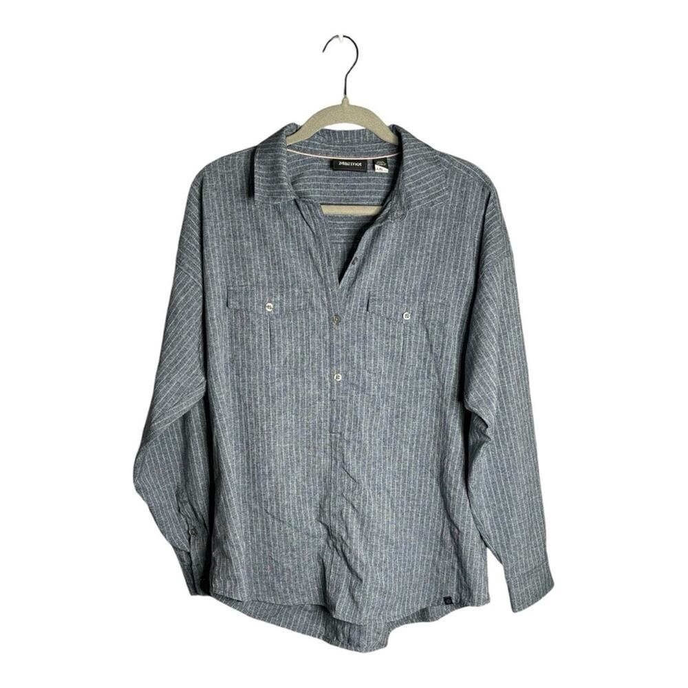 Marmot Blue Long Sleeve Tunic Button Detail Large